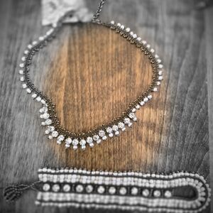 Chic Gold and Silver Necklace with Crystal Accents